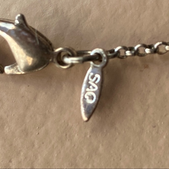 SAQ stamped women silver tone infinity twist circle pendant necklace. Used. - Picture 3 of 6